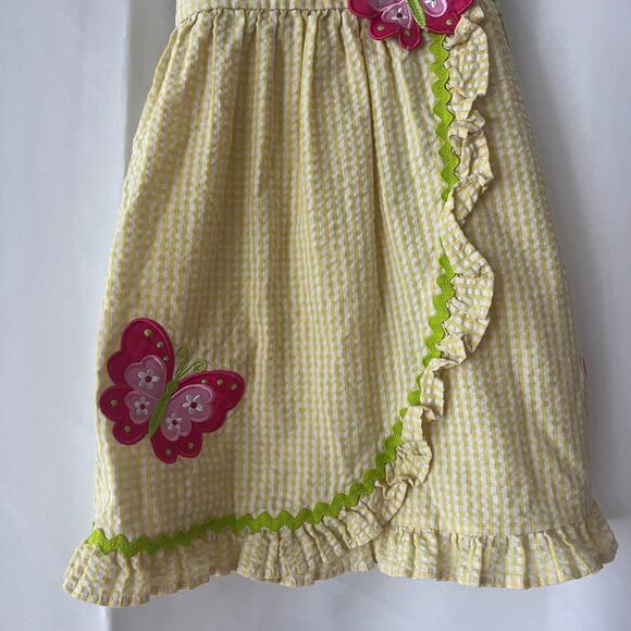 Emily Rose Yellow Gingham Butterfly Sundress Girls Size 5 Ruffle Bow Summer - Picture 4 of 12